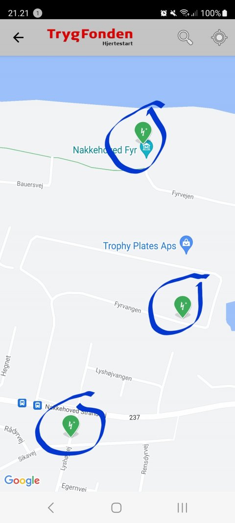 Trygfondens kort over placering pr. 1/5-23